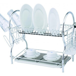 Secador Escurridor Platos Cromado 2 Niveles 56x24x40cm Isel Gris