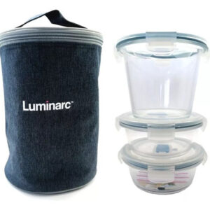 Lonchera Termica + 3 Fuentes Vidrio Luminarc Isel / Ferrenet Azul Liso