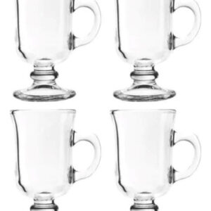 Set 4 Tazas Cafe 240ml Bill Con Pie Isel // Ferrenet Transparente