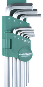 Jgo Llaves Allen Hexagonales 9pcs Punta Bola Jonnesway Plateado