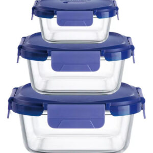 Set 3 Fuentes Vidrio Hermticos Cuadrados Purebox Luminarc Transparente